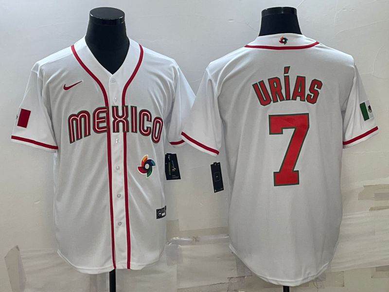 Men 2023 World Cub Mexico #7 Urias White Nike MLB Jersey28